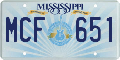 MS license plate MCF651