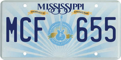 MS license plate MCF655