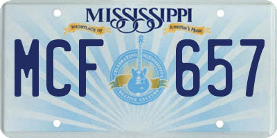 MS license plate MCF657
