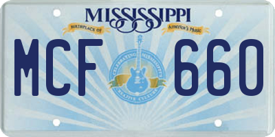 MS license plate MCF660