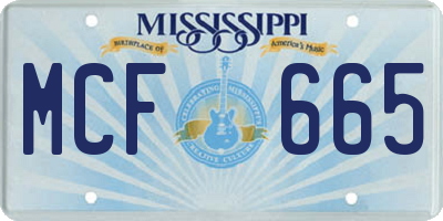 MS license plate MCF665