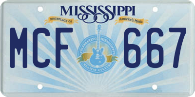 MS license plate MCF667