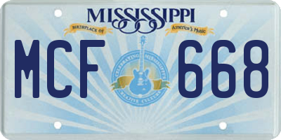 MS license plate MCF668