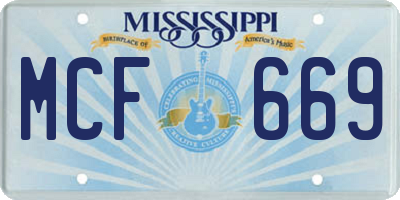 MS license plate MCF669
