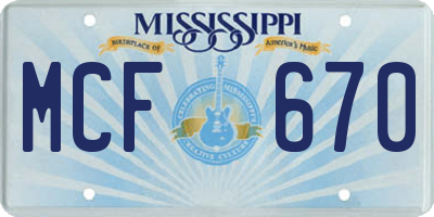 MS license plate MCF670