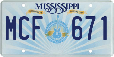 MS license plate MCF671