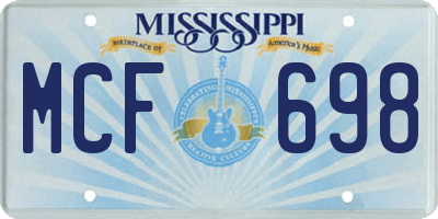 MS license plate MCF698