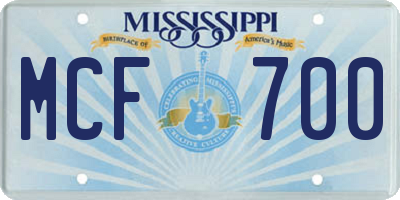 MS license plate MCF700