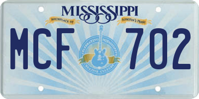 MS license plate MCF702