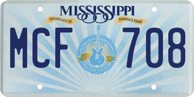 MS license plate MCF708