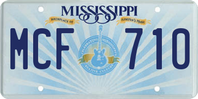 MS license plate MCF710