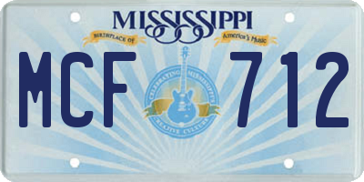 MS license plate MCF712