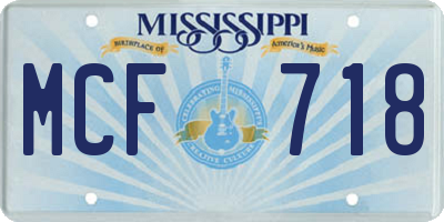 MS license plate MCF718