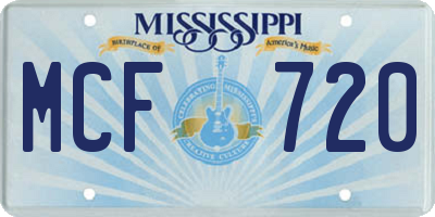 MS license plate MCF720