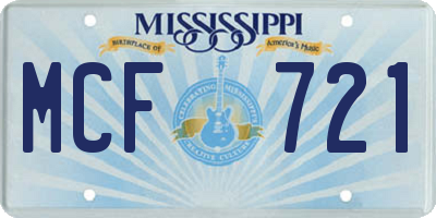 MS license plate MCF721