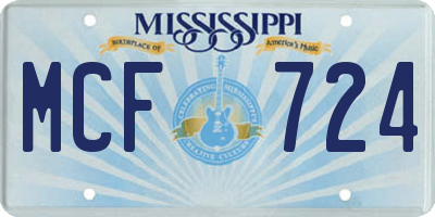 MS license plate MCF724