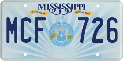 MS license plate MCF726