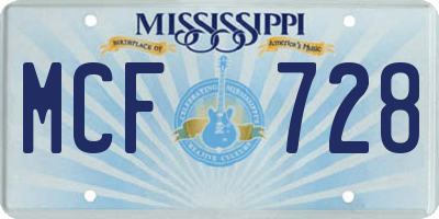 MS license plate MCF728