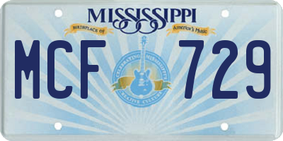MS license plate MCF729