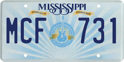 MS license plate MCF731