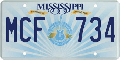 MS license plate MCF734