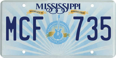 MS license plate MCF735