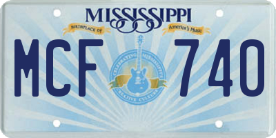 MS license plate MCF740