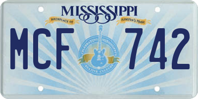 MS license plate MCF742