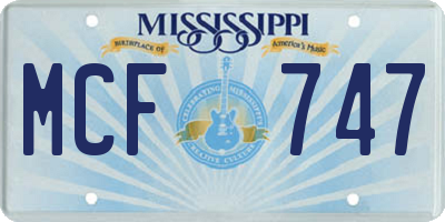 MS license plate MCF747