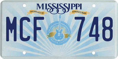 MS license plate MCF748