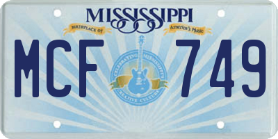 MS license plate MCF749
