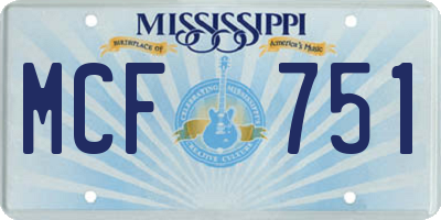 MS license plate MCF751