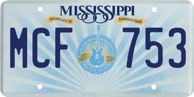 MS license plate MCF753