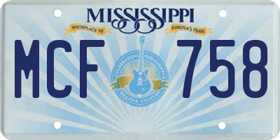 MS license plate MCF758