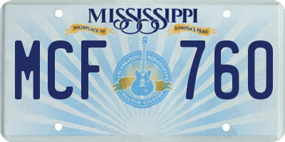 MS license plate MCF760