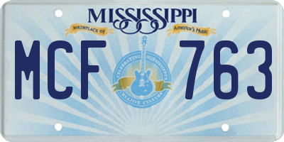 MS license plate MCF763