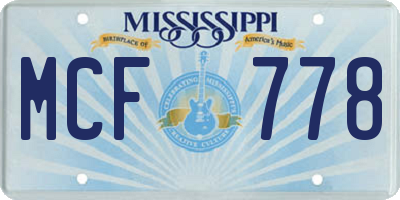MS license plate MCF778