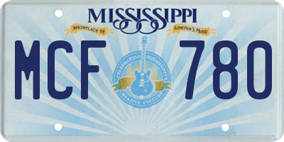 MS license plate MCF780