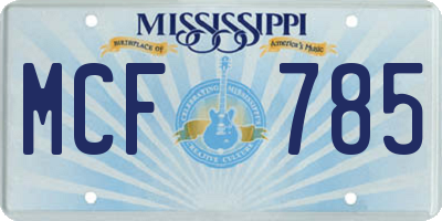 MS license plate MCF785