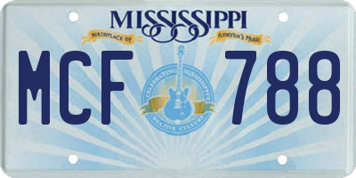 MS license plate MCF788