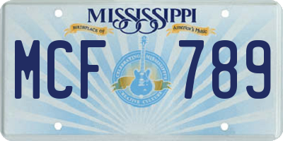 MS license plate MCF789