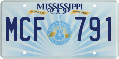 MS license plate MCF791