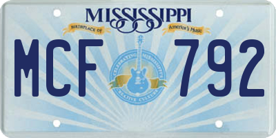 MS license plate MCF792