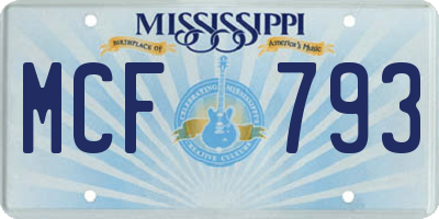 MS license plate MCF793