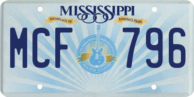 MS license plate MCF796