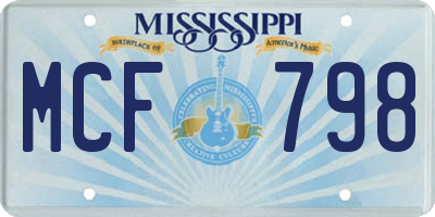 MS license plate MCF798