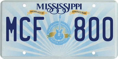MS license plate MCF800