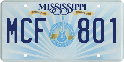 MS license plate MCF801