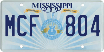 MS license plate MCF804