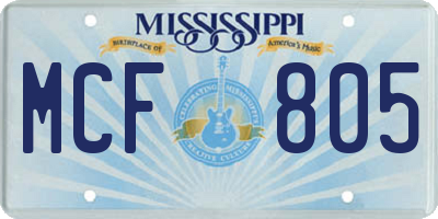 MS license plate MCF805